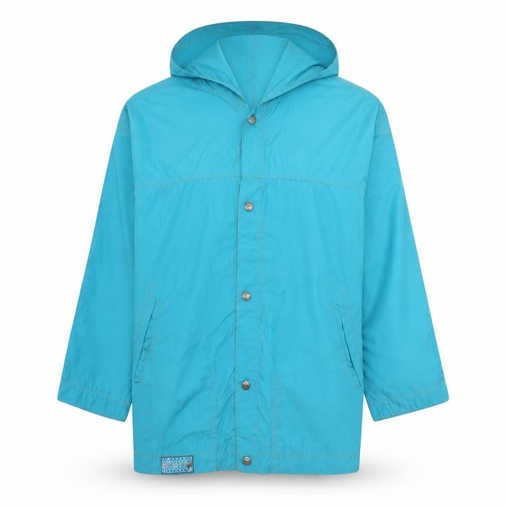 Kaya Beach Women's Blue Hooded Rain Jacket M Retro Surf Style