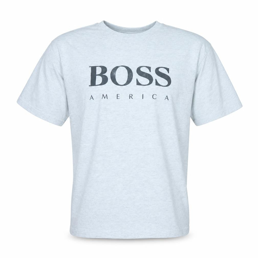 BOSS America Men's Grey Logo T-Shirt Size L Cotton