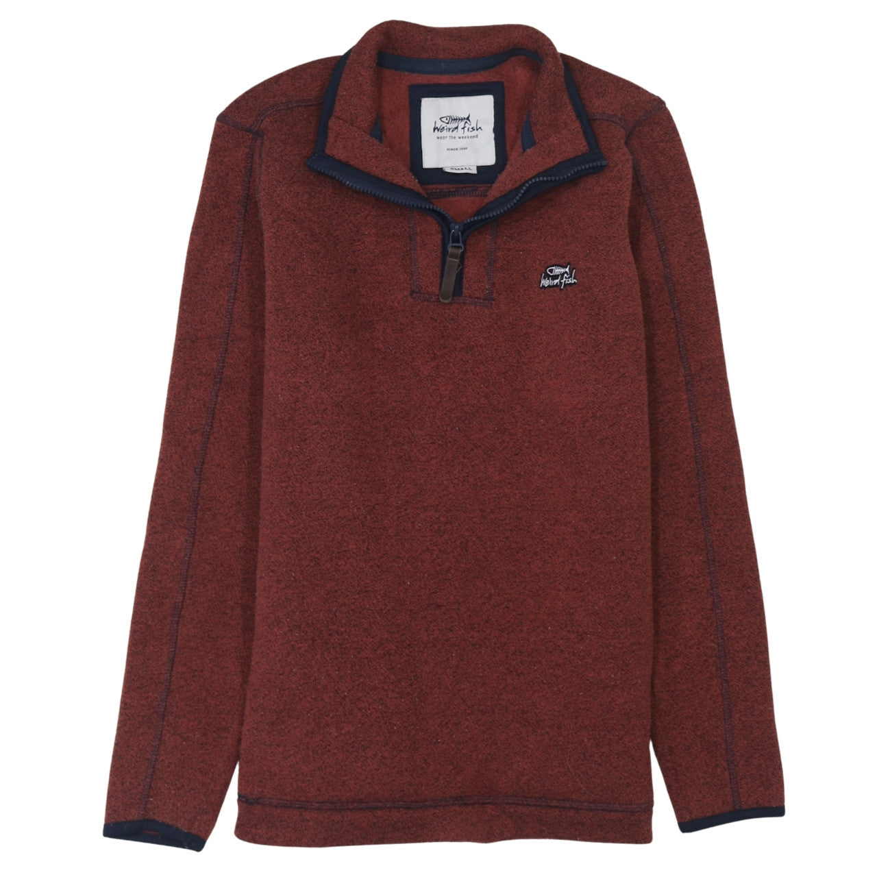 Weird Fish Men's Brown Quarter Zip Fleece Sweatshirt Small