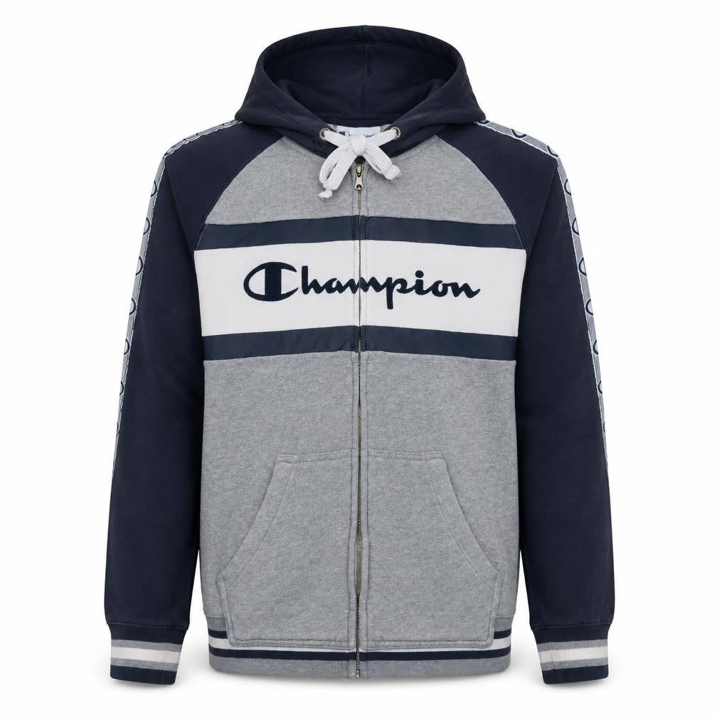 Champion Men's Grey Full Zip Hoodie M Logo Sportswear