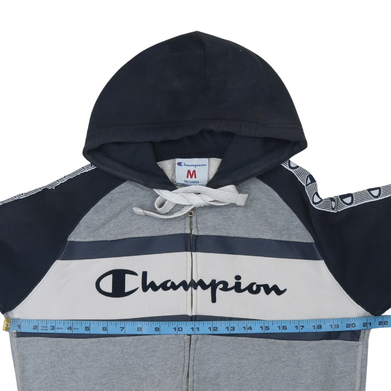 Champion Men's Grey Full Zip Hoodie M Logo Sportswear