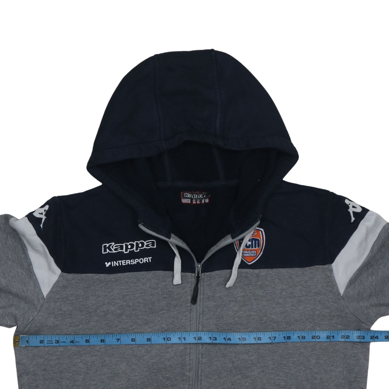 Kappa Men’s Grey & Navy Full Zip Hoodie XL BCM Dunkerque Sportswear