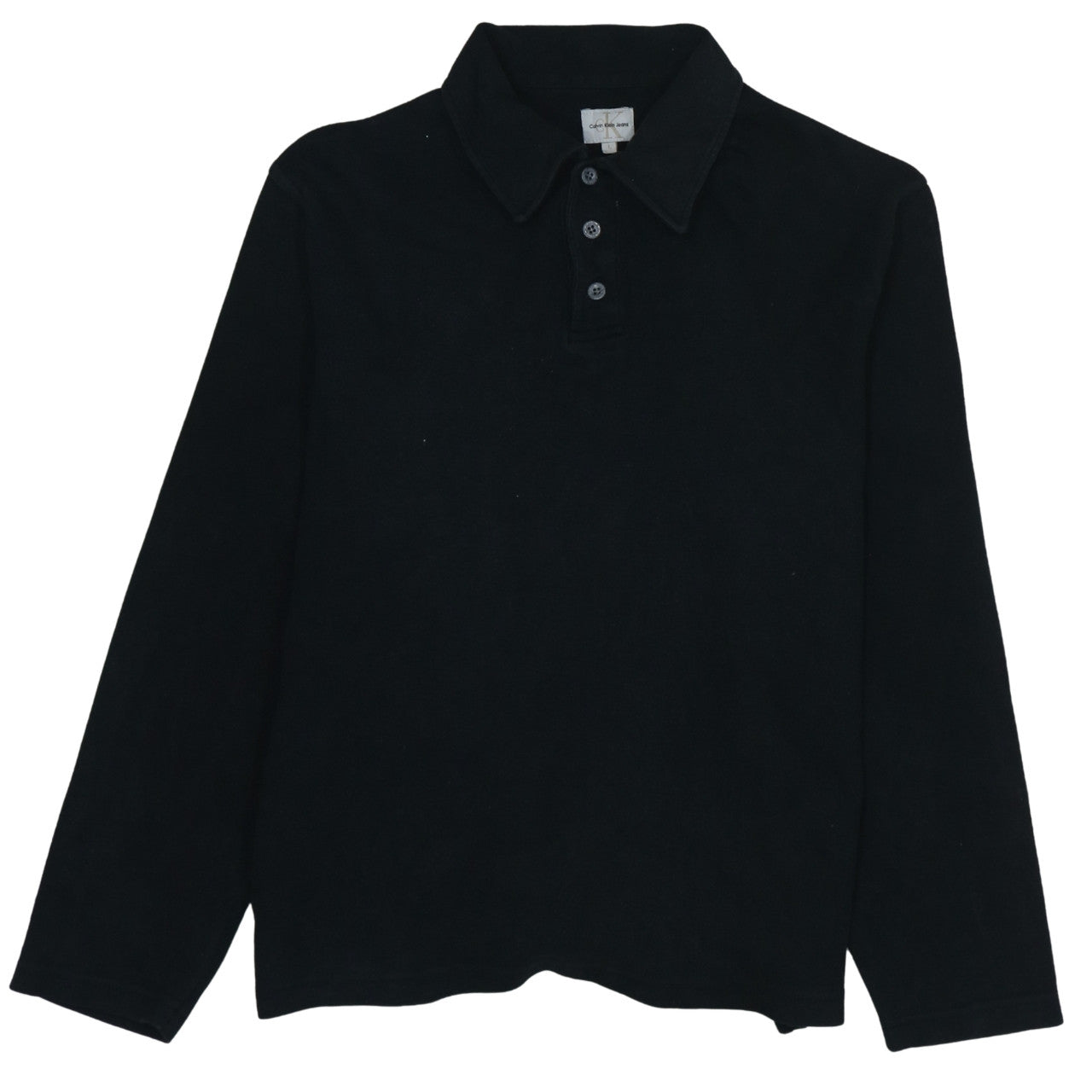 Calvin Klein Jeans Men's Black L Henley Sweatshirt Long Sleeve Cotton