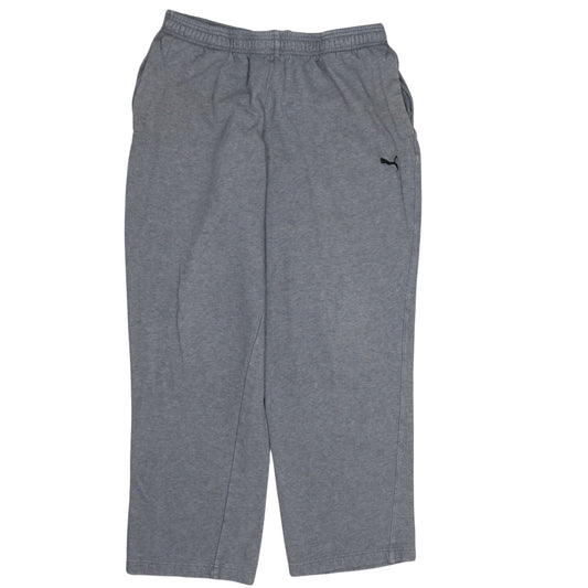 Puma Men’s Grey Fleece Sweatpants L Regular Fit Elastic Waist