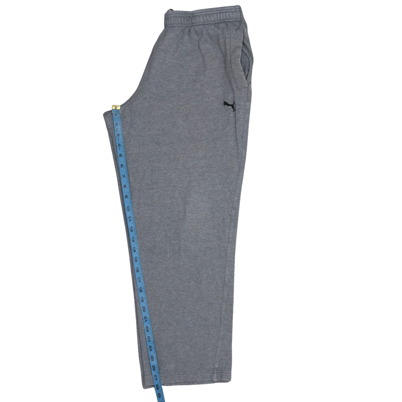 Puma Men’s Grey Fleece Sweatpants L Regular Fit Elastic Waist