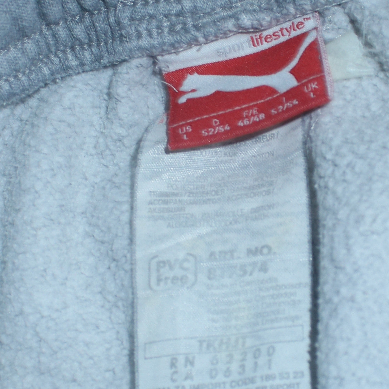 Puma Men’s Grey Fleece Sweatpants L Regular Fit Elastic Waist