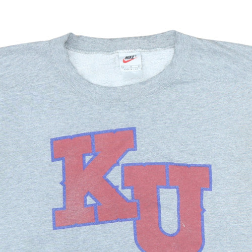 Nike Mens Grey Kansas Football Sweatshirt M Crew Neck Vintage Style