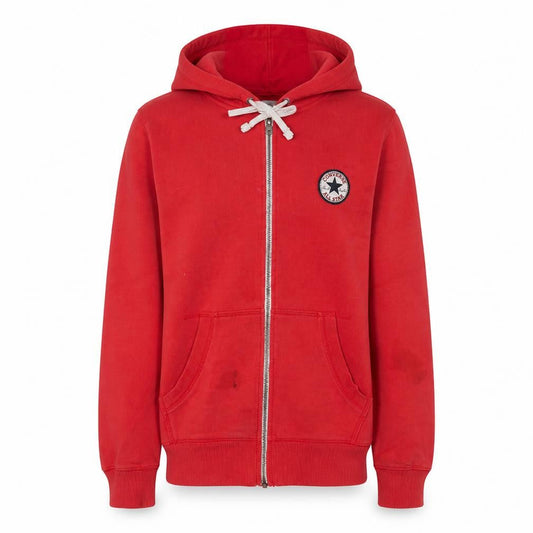 Converse Men's Red Full Zip Hoodie Size M Logo Fleece Sweatshirt