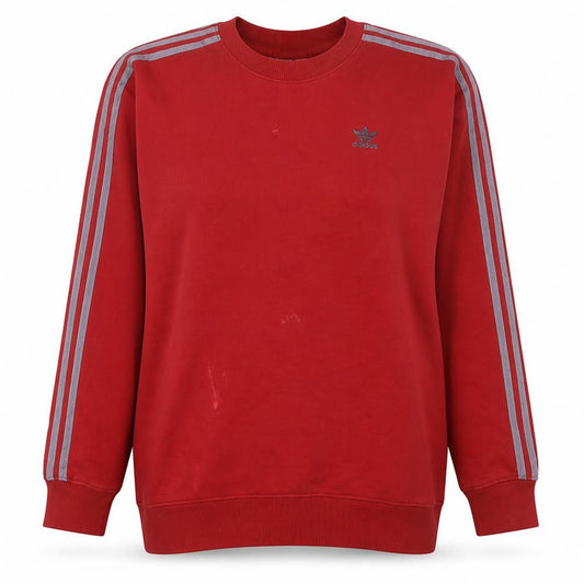 Adidas Women Red Crew Neck Long Sleeve Pullover Sweatshirt Size S