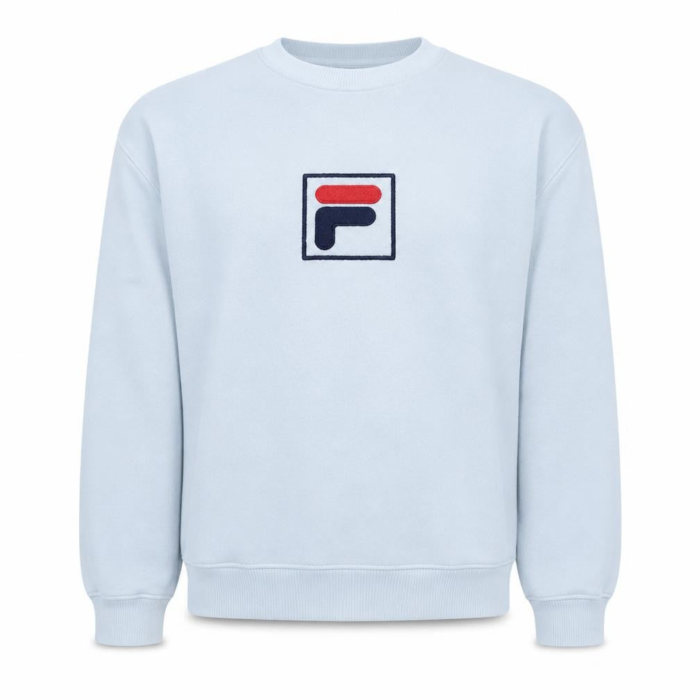 Fila Men's White Small Logo Crew Neck Pullover Sweatshirt