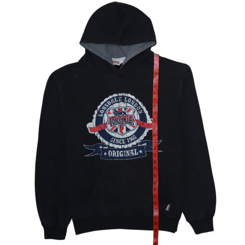 Lonsdale Men’s Black XL Pullover Hoodie With Logo Graphic Print