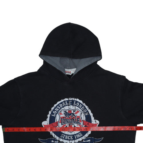 Lonsdale Men’s Black XL Pullover Hoodie With Logo Graphic Print
