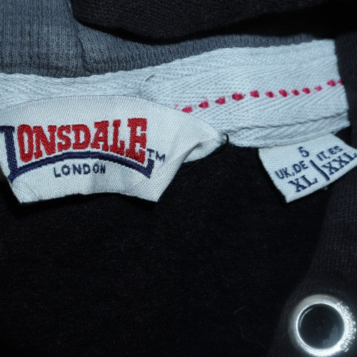 Lonsdale Men’s Black XL Pullover Hoodie With Logo Graphic Print