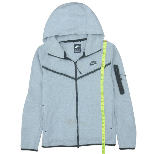 Nike Men's Grey Full Zip Hoodie Size M with Logo Design