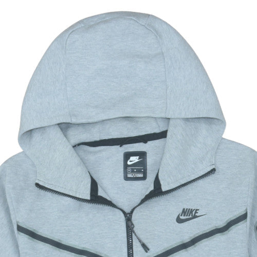 Nike Men's Grey Full Zip Hoodie Size M with Logo Design