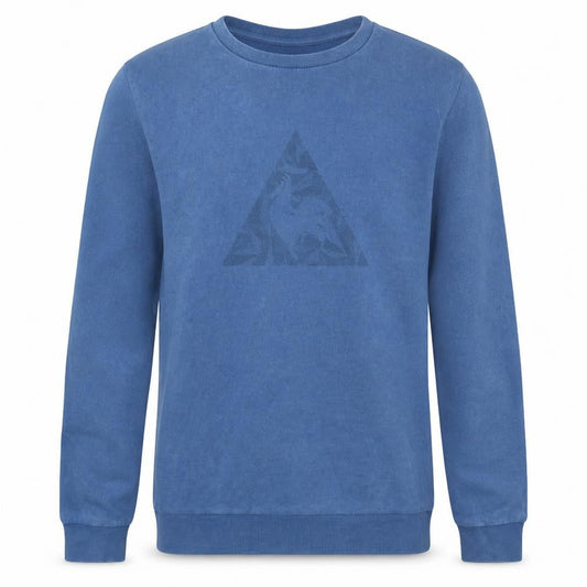 Front view of Le Coq Sportif Men's Blue Small Crew Neck Pullover Sweatshirt