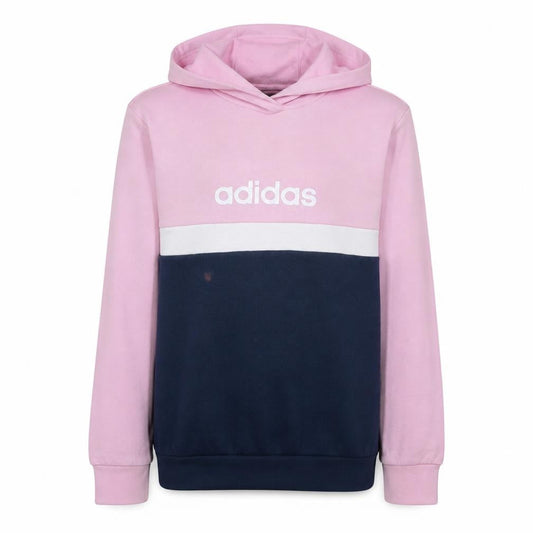 adidas Girls Pink Colourblock Pullover Hoodie Size 13-14 Years