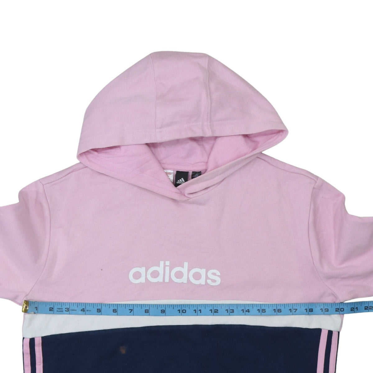 adidas Girls Pink Colourblock Pullover Hoodie Size 13-14 Years