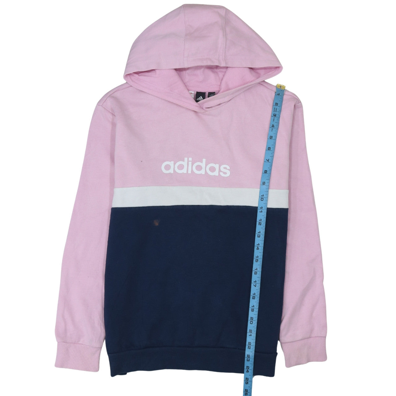 adidas Girls Pink Colourblock Pullover Hoodie Size 13-14 Years