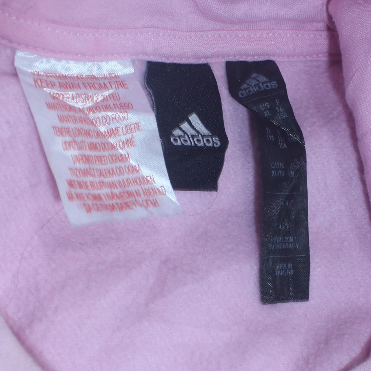 adidas Girls Pink Colourblock Pullover Hoodie Size 13-14 Years