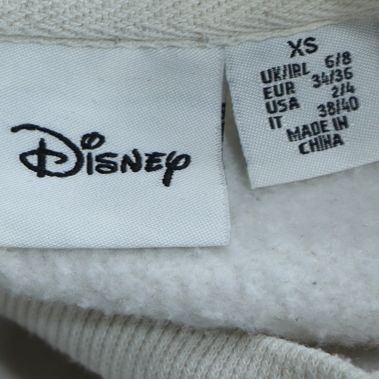 Disney Womens White Dumbo Pullover Sweatshirt XS Long Sleeve Cotton Fleece