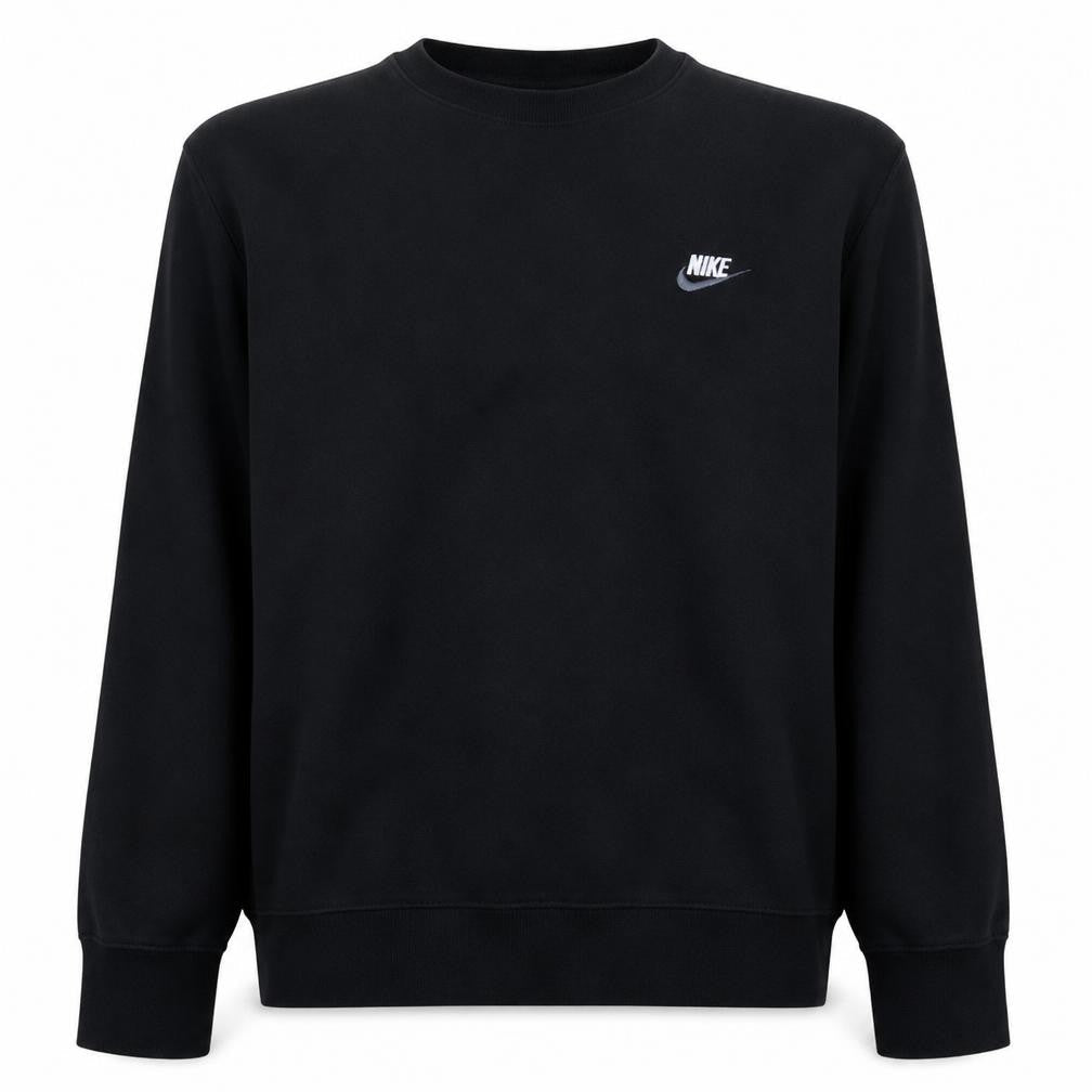 Nike Men's Black Pullover Sweatshirt M Crew Neck Fleece Logo