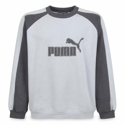 Puma Men's Grey Pullover Sweatshirt L Crew Neck Fleece Logo Sports
