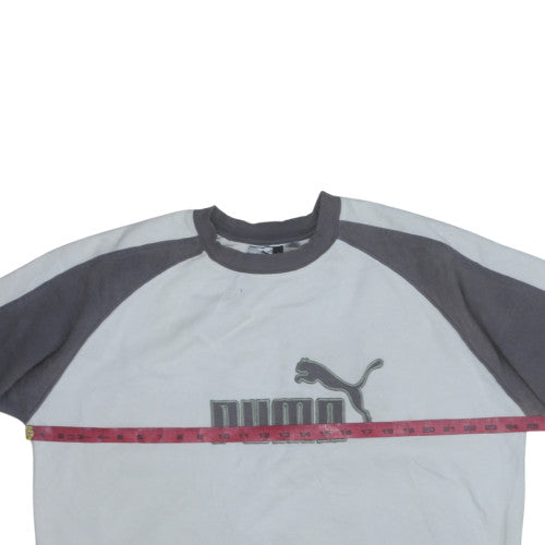 Puma Men's Grey Pullover Sweatshirt L Crew Neck Fleece Logo Sports