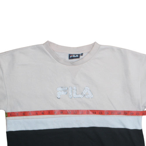 Fila Men's Beige & Black Colour Block Crew Sweatshirt L