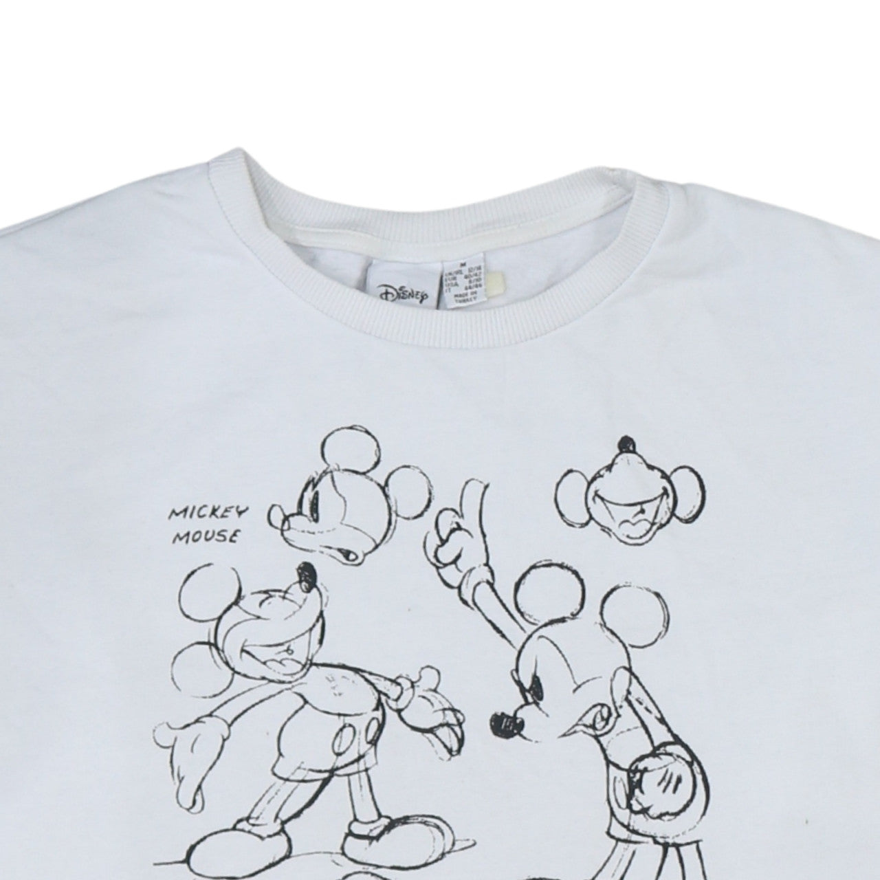 Primark Disney Women White Mickey Mouse Sweatshirt M 12/14 Crew Neck
