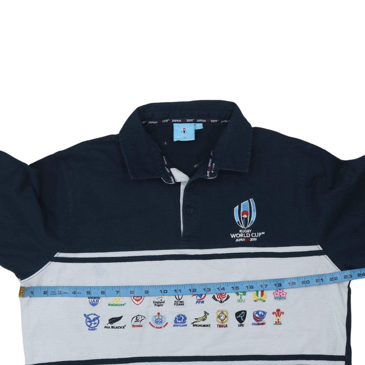 Rugby World Cup Japan 2019 Men's Navy Blue Embroidered Henley Sweatshirt Size L