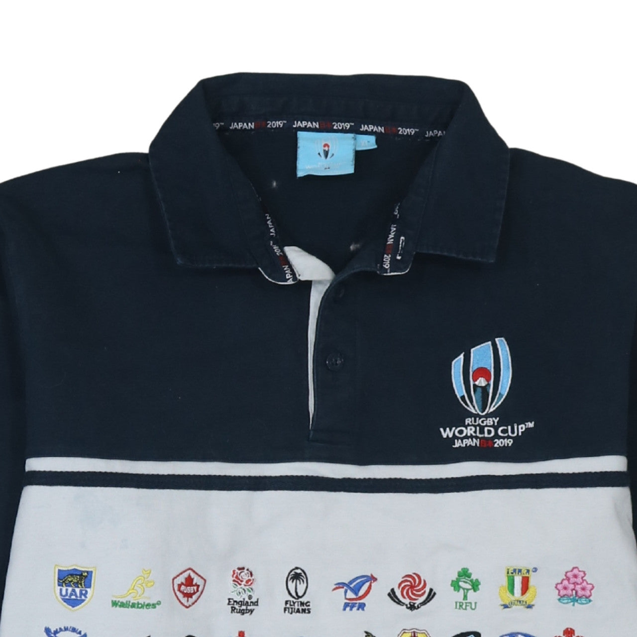 Rugby World Cup Japan 2019 Men's Navy Blue Embroidered Henley Sweatshirt Size L