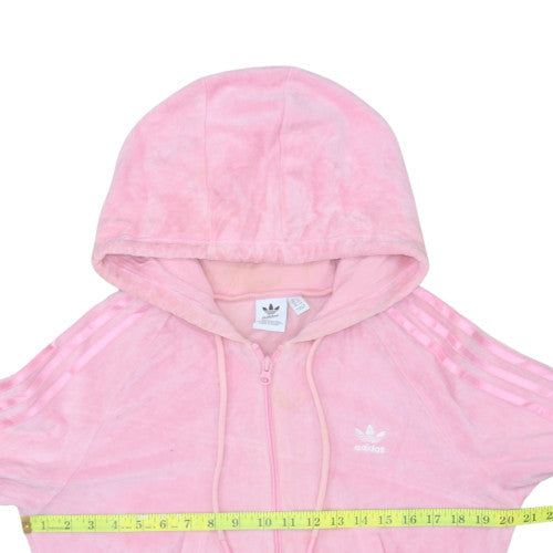 Adidas Womens Pink Full Zip Velour Hoodie Size 14 UK