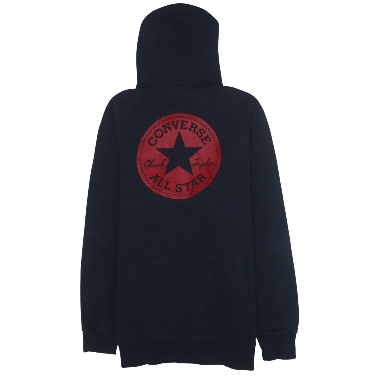 Converse Men Blue Pullover Hoodie L Logo Graphic Fleece Sweatshirt