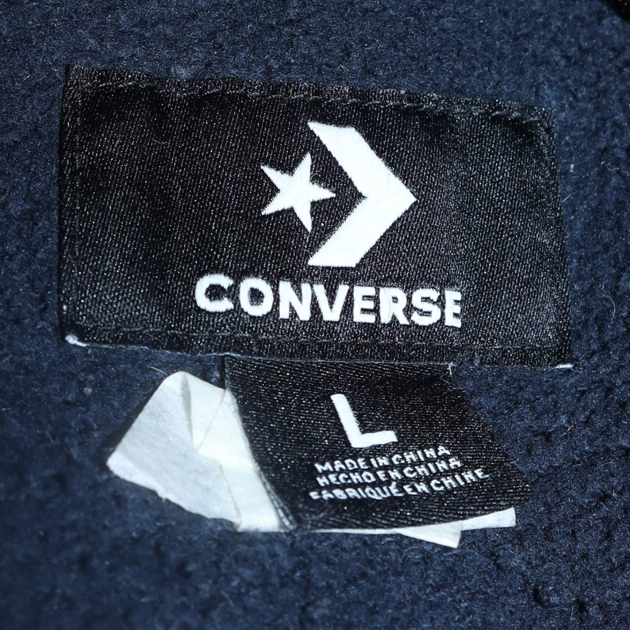 Converse Men Blue Pullover Hoodie L Logo Graphic Fleece Sweatshirt