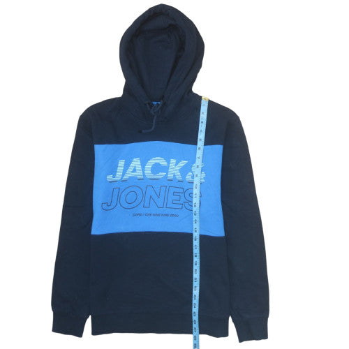 Jack & Jones Men's Blue Pullover Hoodie Core Graphic Print Size M