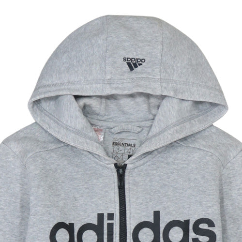 Adidas Boys Grey Full Zip Hoodie 13-14 Years Sport Essentials