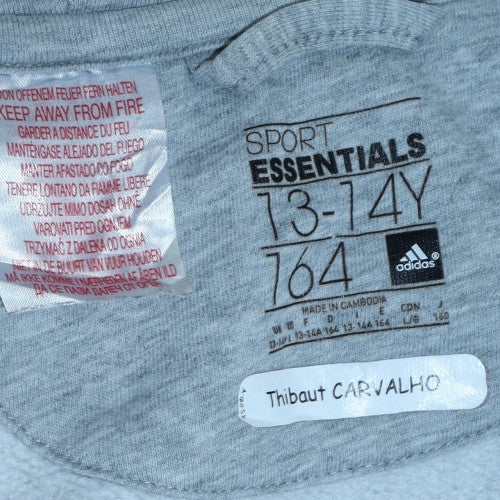 Adidas Boys Grey Full Zip Hoodie 13-14 Years Sport Essentials