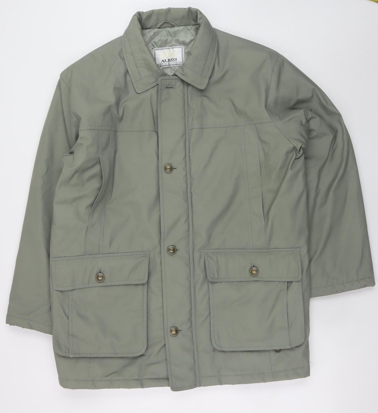 Aldon Men's Green Mid-Length Lined Outdoor Jacket Size M