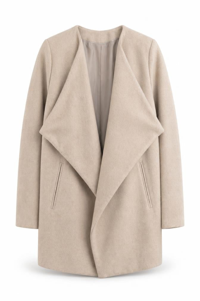 Dorothy Perkins Women Beige Size 12 Mid-Length Lined Open Coat