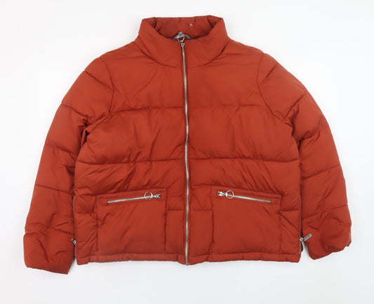 Principles Women’s Rust Puffer Jacket Size 16 Polyester Lined Zip Pockets