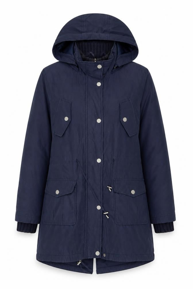 Marks & Spencer Per Una Women's Blue Hooded Parka Coat Size S