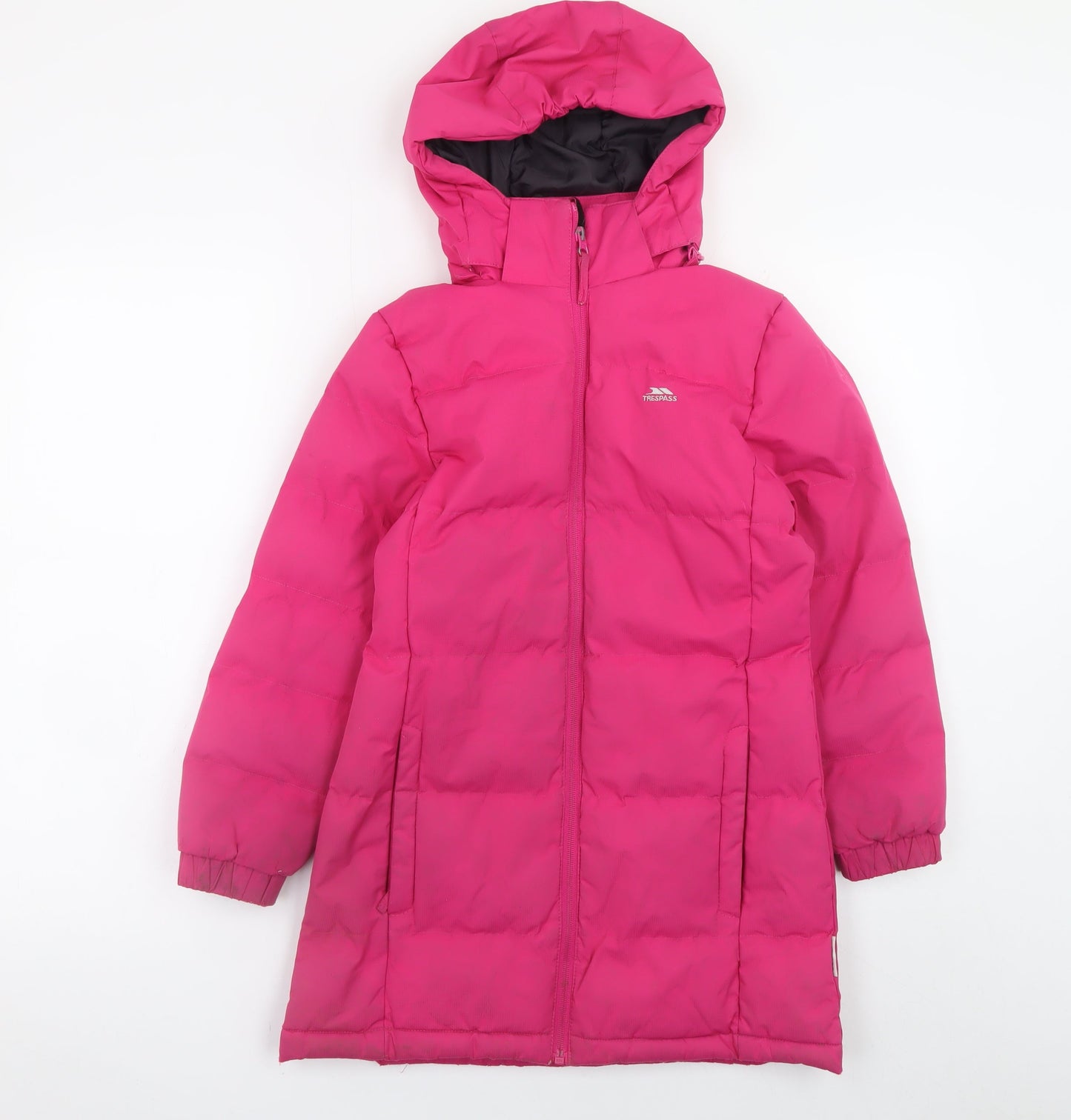 Trespass Girls Pink Hooded Puffer Coat 7-8 Years Waterproof Winter Jacket