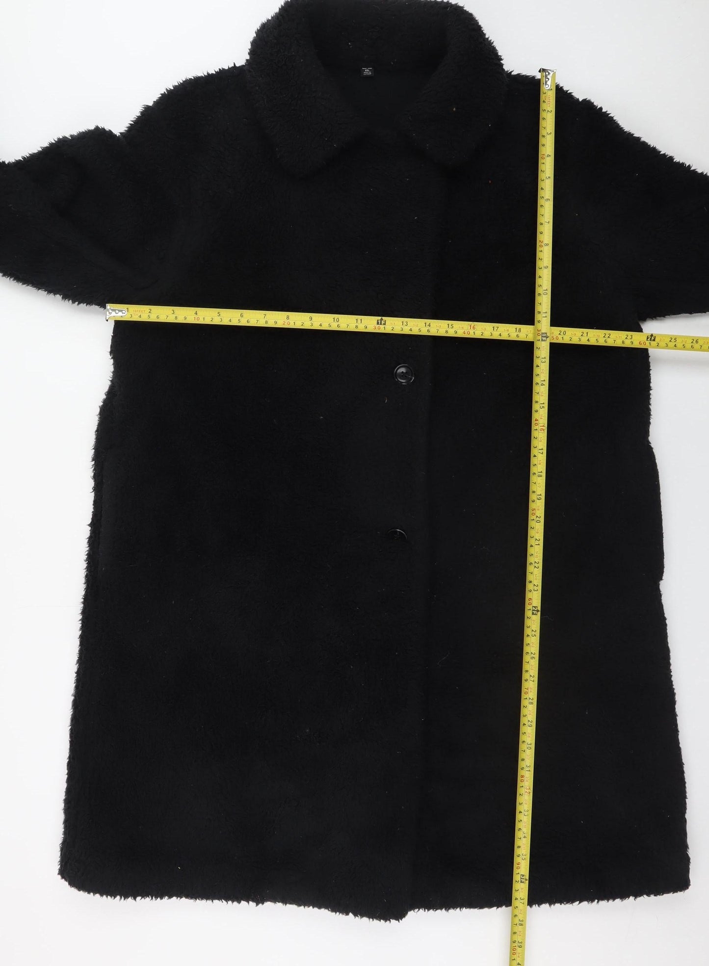 Uniqlo Women's Black XXL Faux Fur Coat Long Lined Winter Warm Outerwear