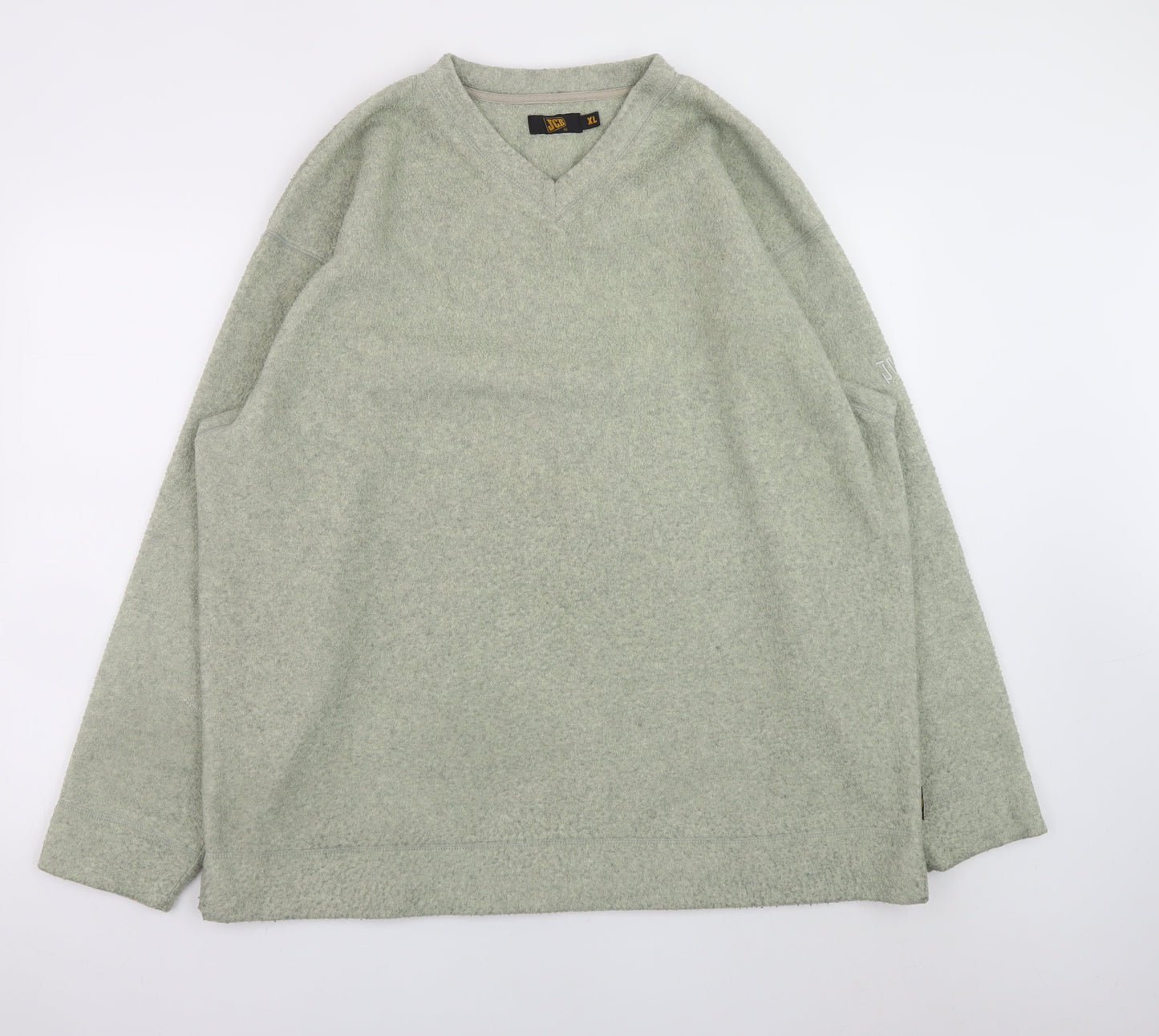 JCB Mens Grey V-Neck Pullover Sweatshirt XL Polyester Viscose
