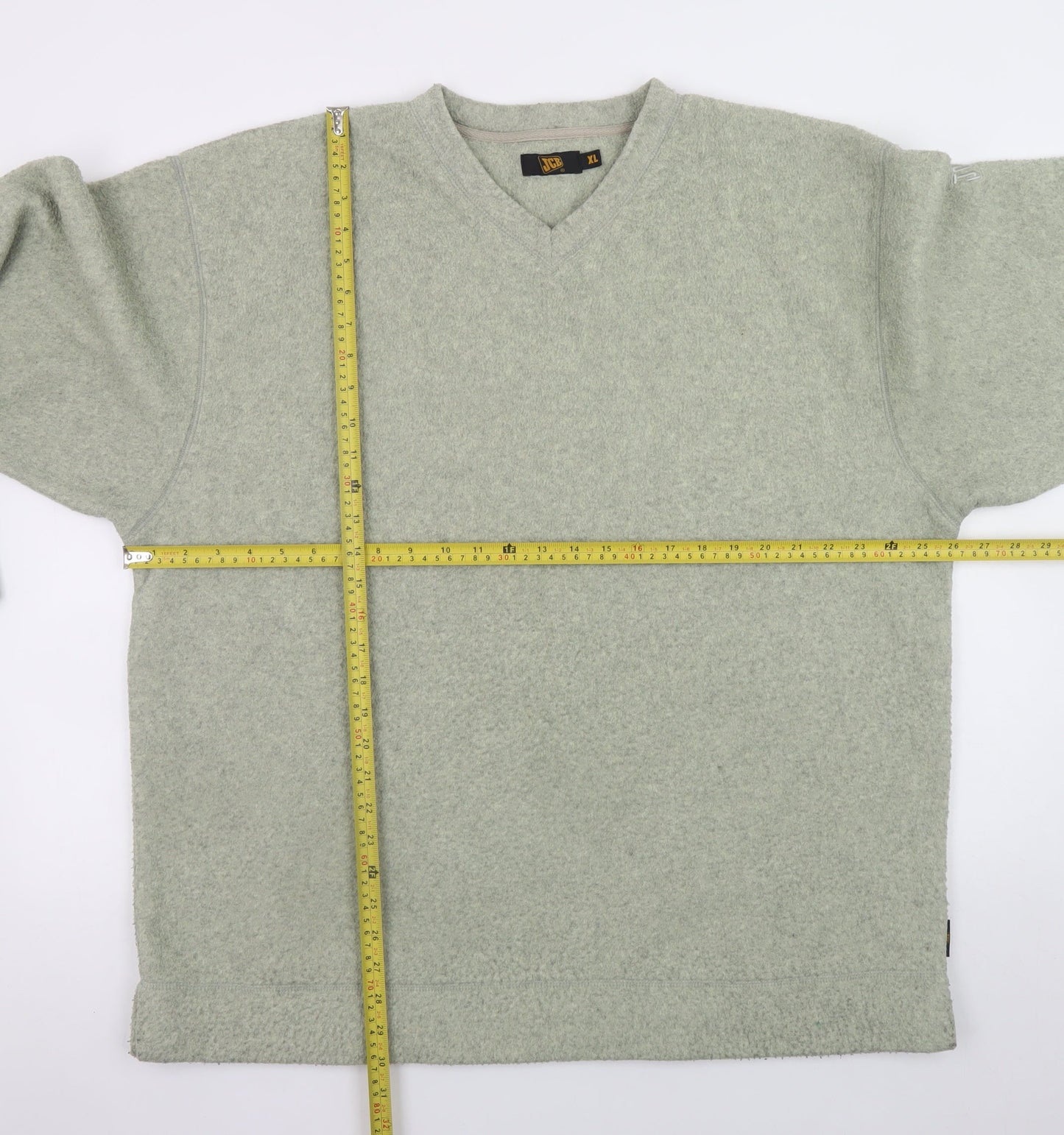 JCB Mens Grey V-Neck Pullover Sweatshirt XL Polyester Viscose