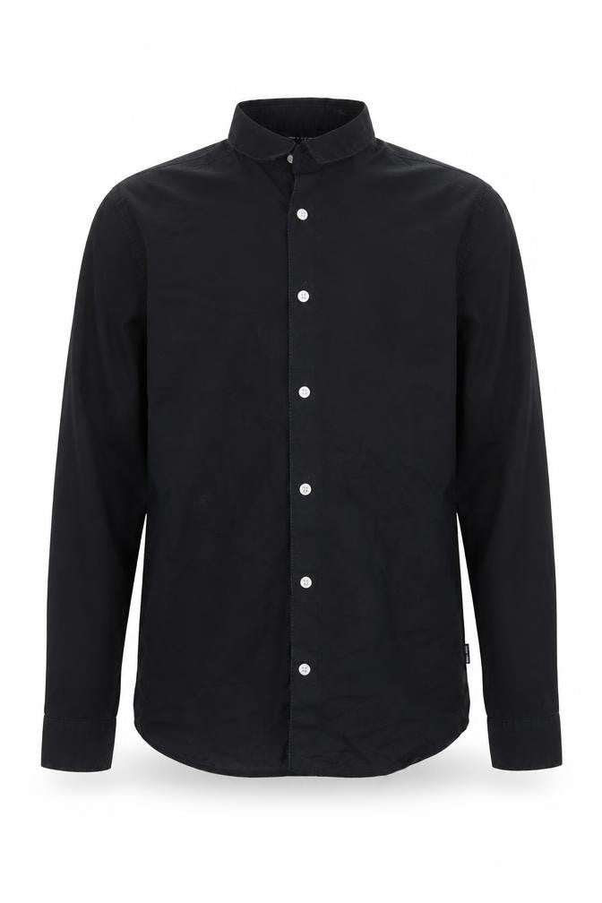 Only & Sons Men's Black Regular Fit Long Sleeve Band Collar Button-Up Shirt M