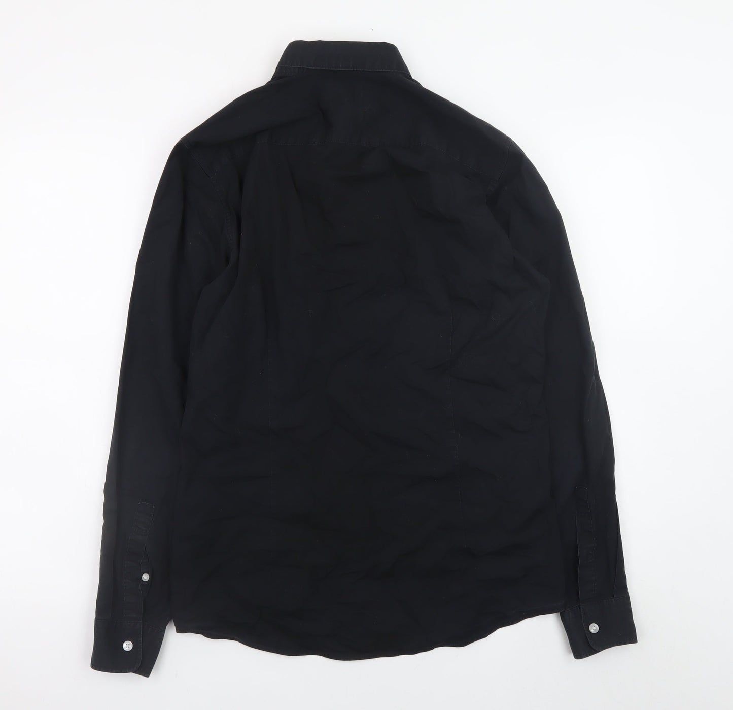 ONLY & SONS Men's Black Regular Fit Long Sleeve Band Collar Button-Up Shirt M