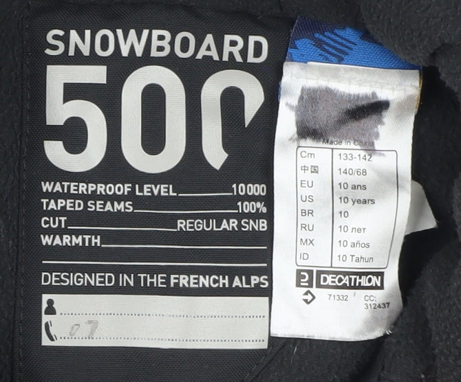 Decathlon Boys Multicoloured 10 Years Ski Jacket Waterproof Hooded Winter