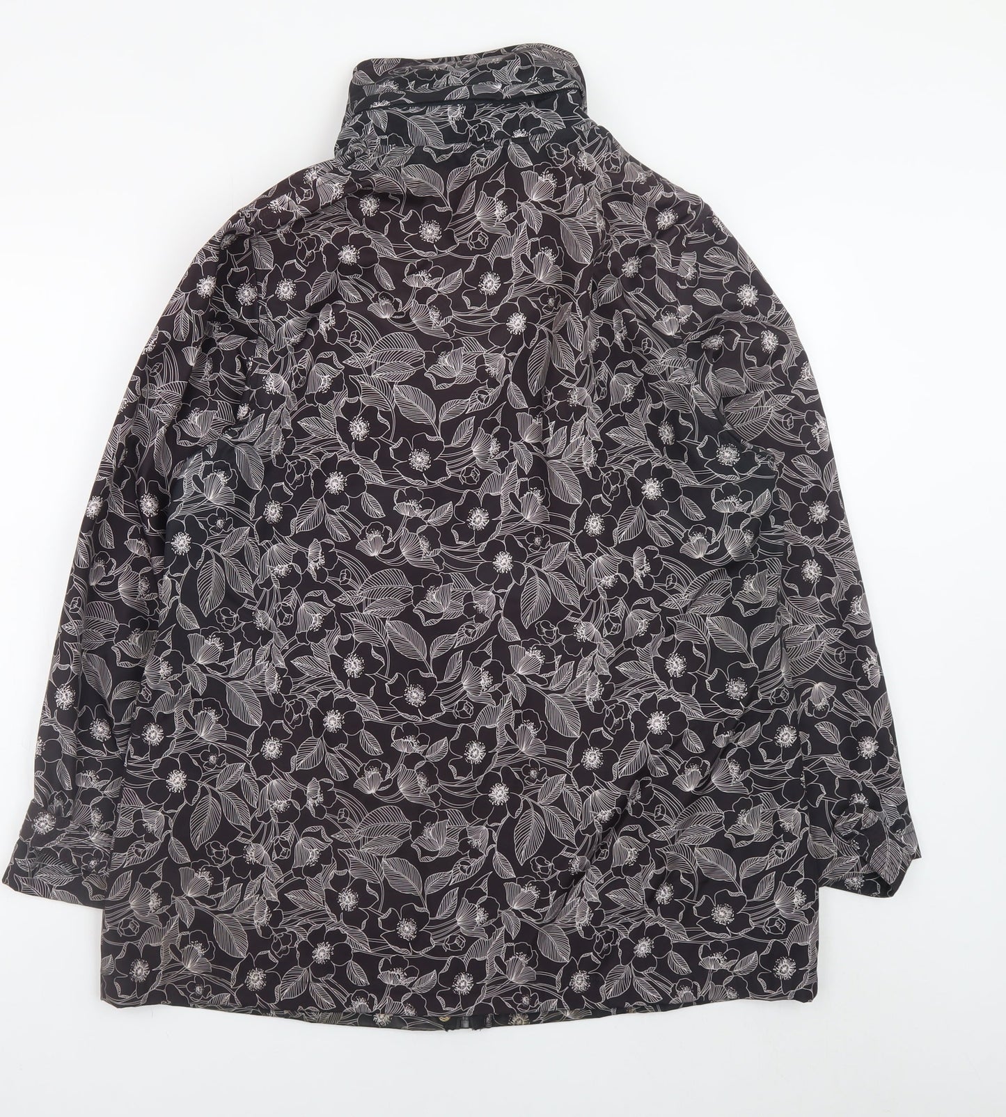 TIGI Womens Black Floral Waterproof Rain Jacket Size 14